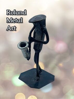 Roland Metal Art Handmade Railroad Stake Saxophonist Sculpture Pennsylvania